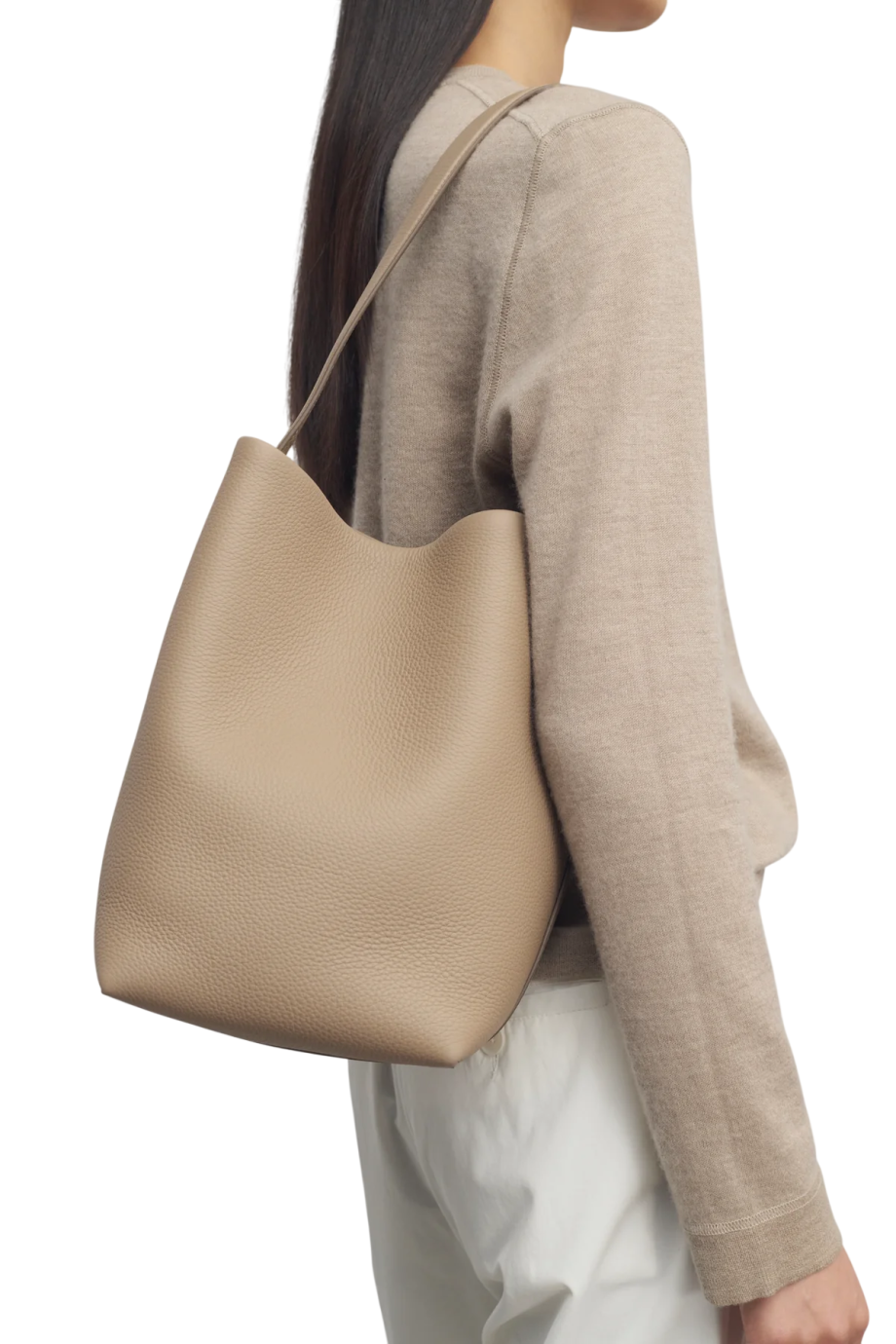 Park medium leather tote in dark taupe 