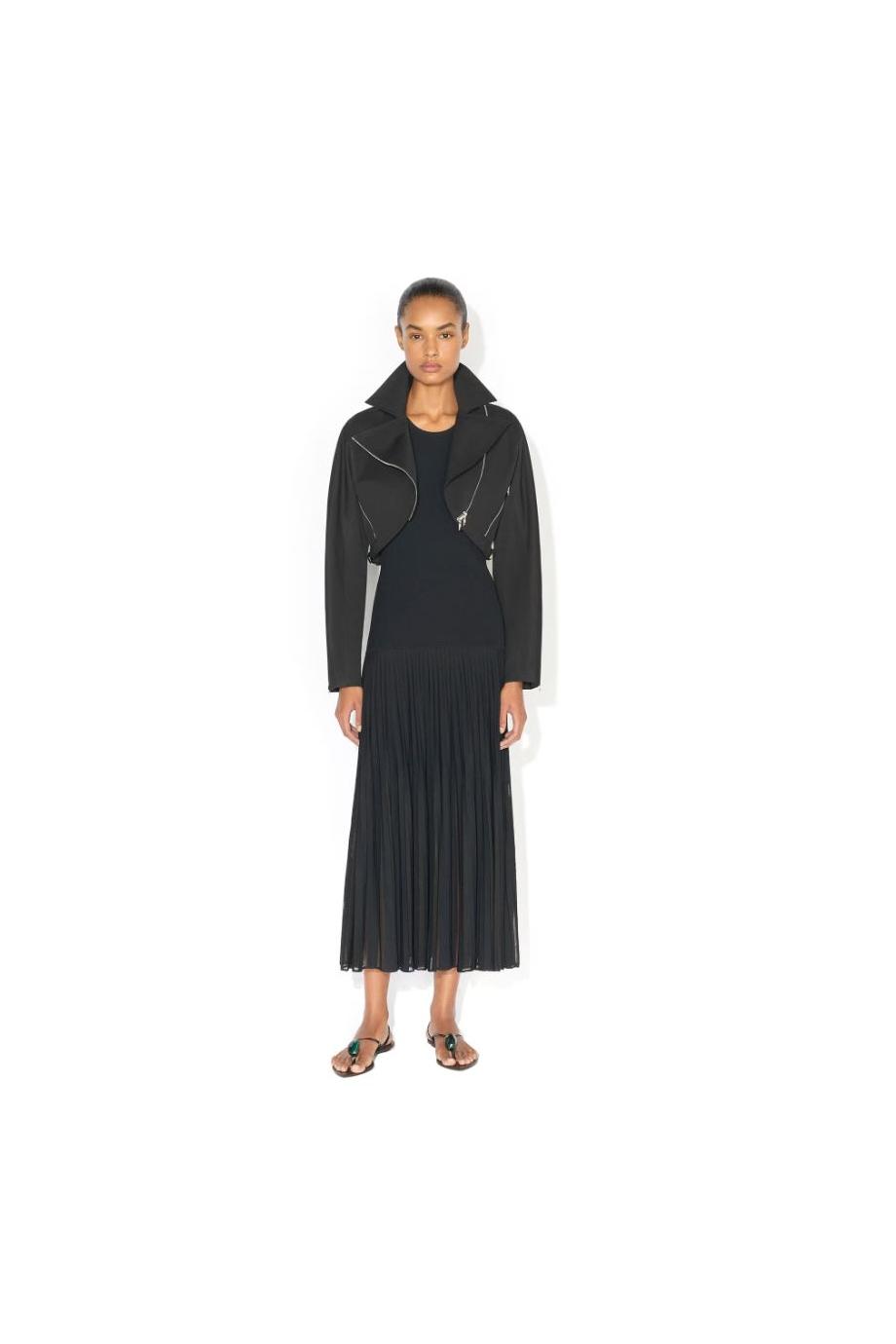 Cotton-poplin biker jacket in black