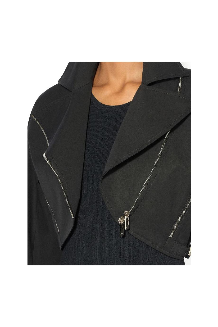 Cotton-poplin biker jacket in black