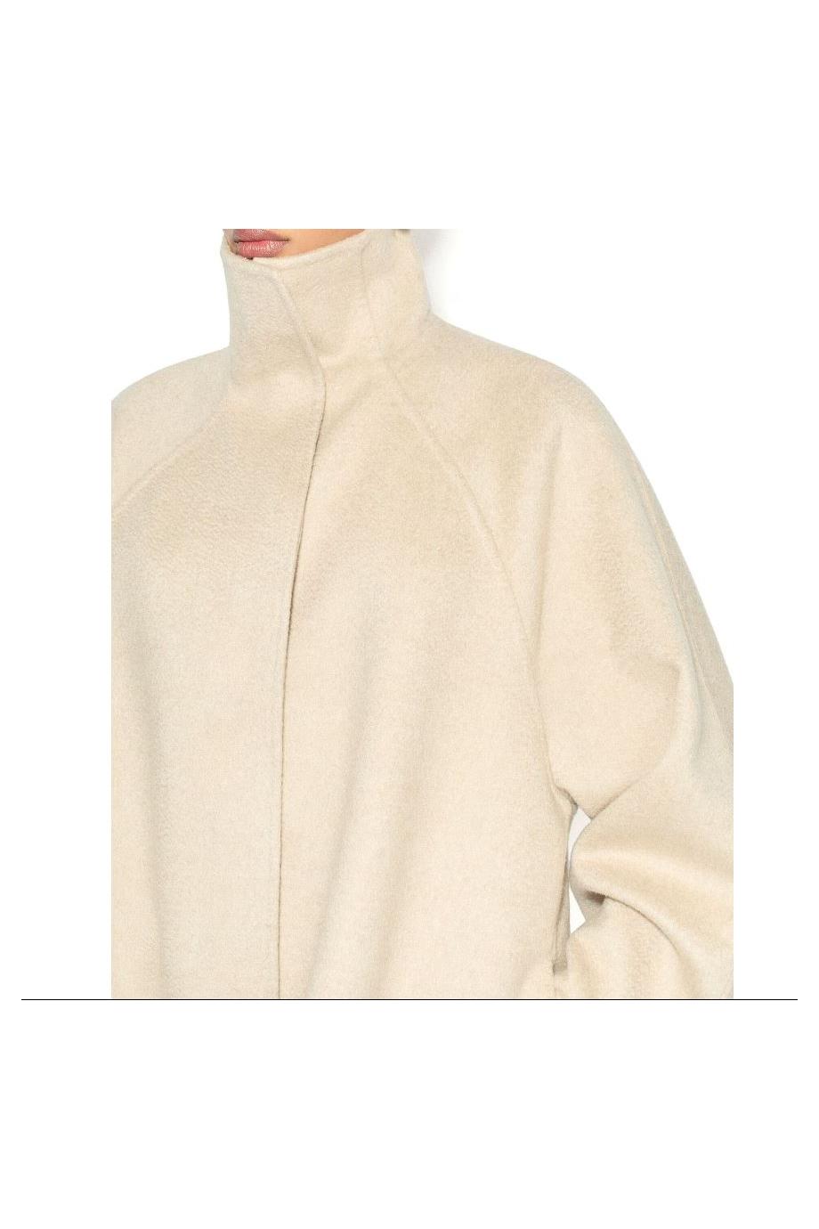 Asymmetric double-face cashmere coat in beige