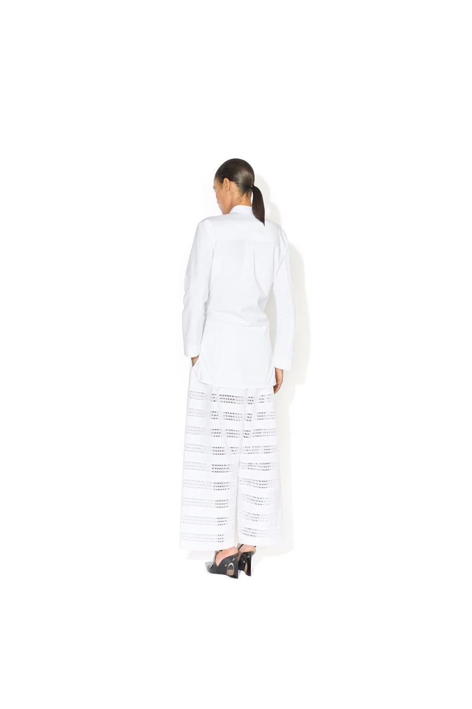 Asymmetric cotton-poplin shirt in white
