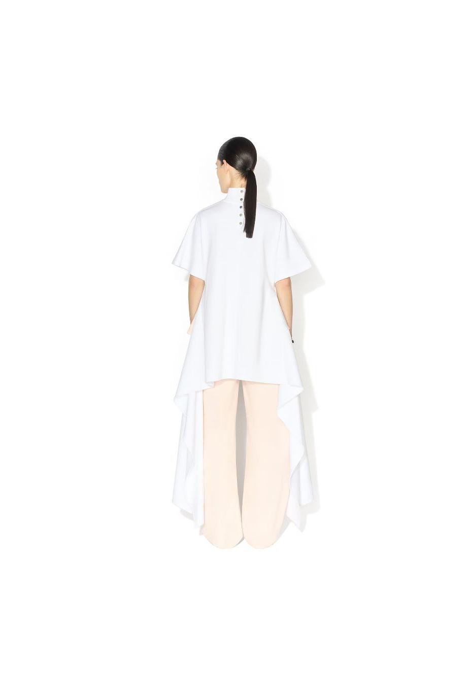 Asymmetric cotton T-shirt in white