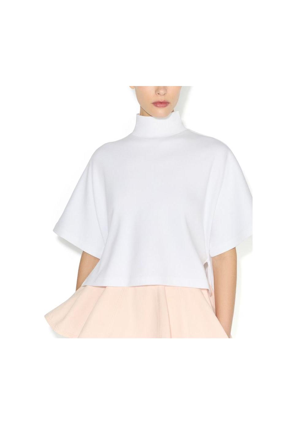 Asymmetric cotton T-shirt in white