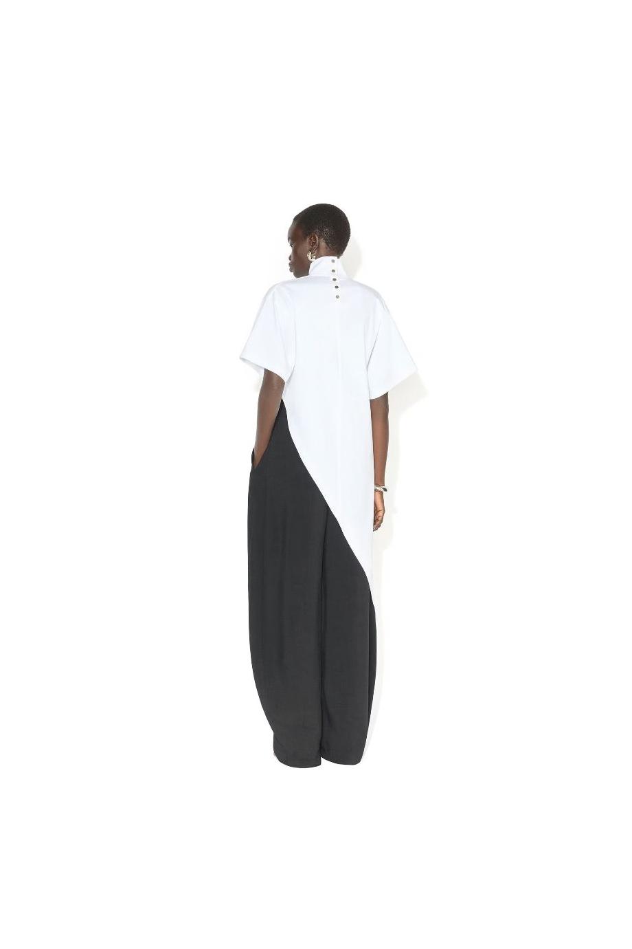 High-waisted crepe trousers in black