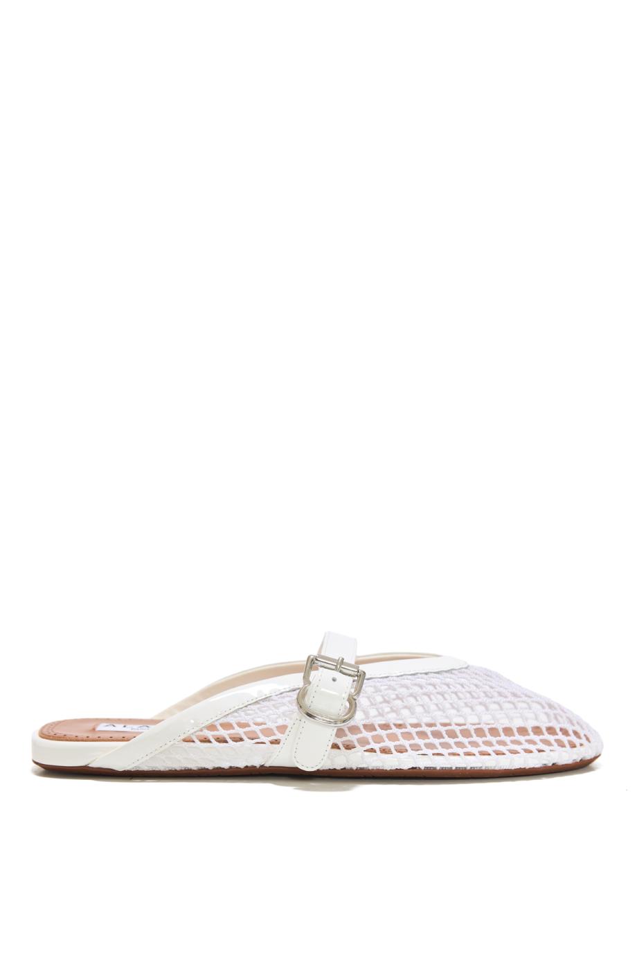 Le Ballerine fishnet and leather mules in white