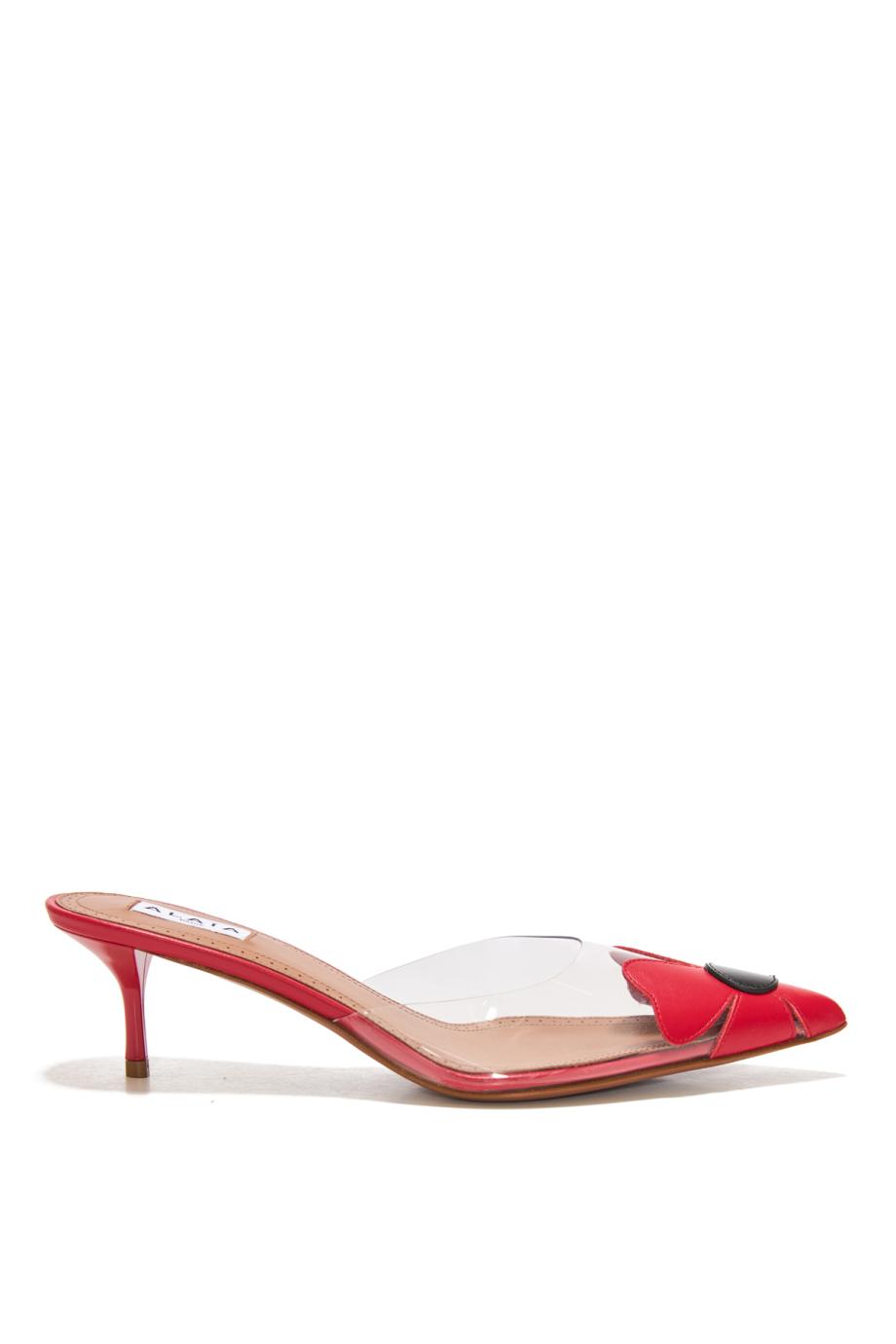 Bloom 55 leather and PVC mules in rouge