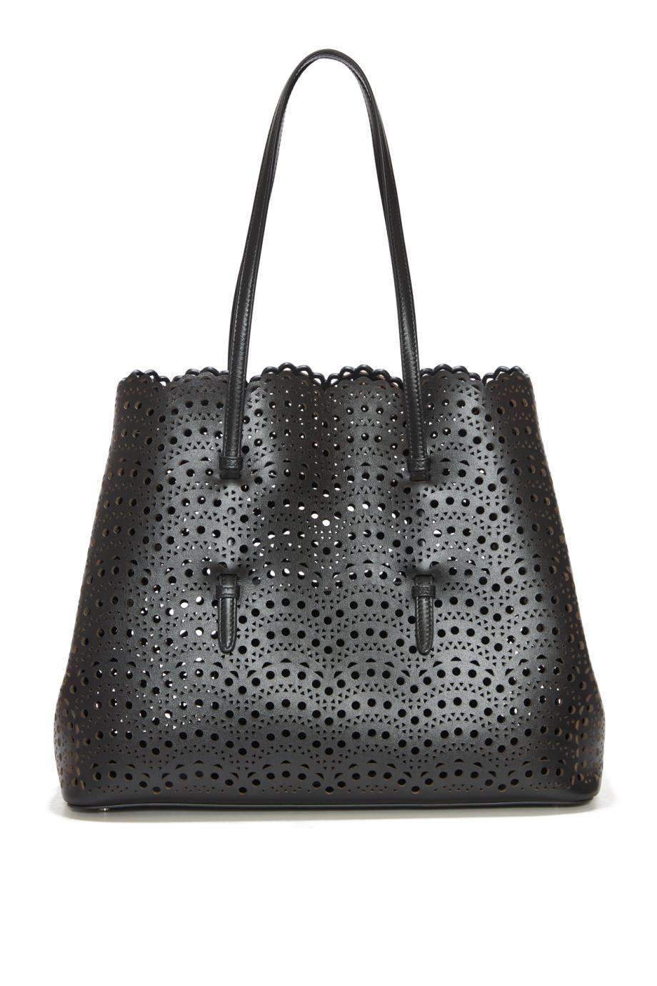 Le Mina 37 leather top handle bag in black