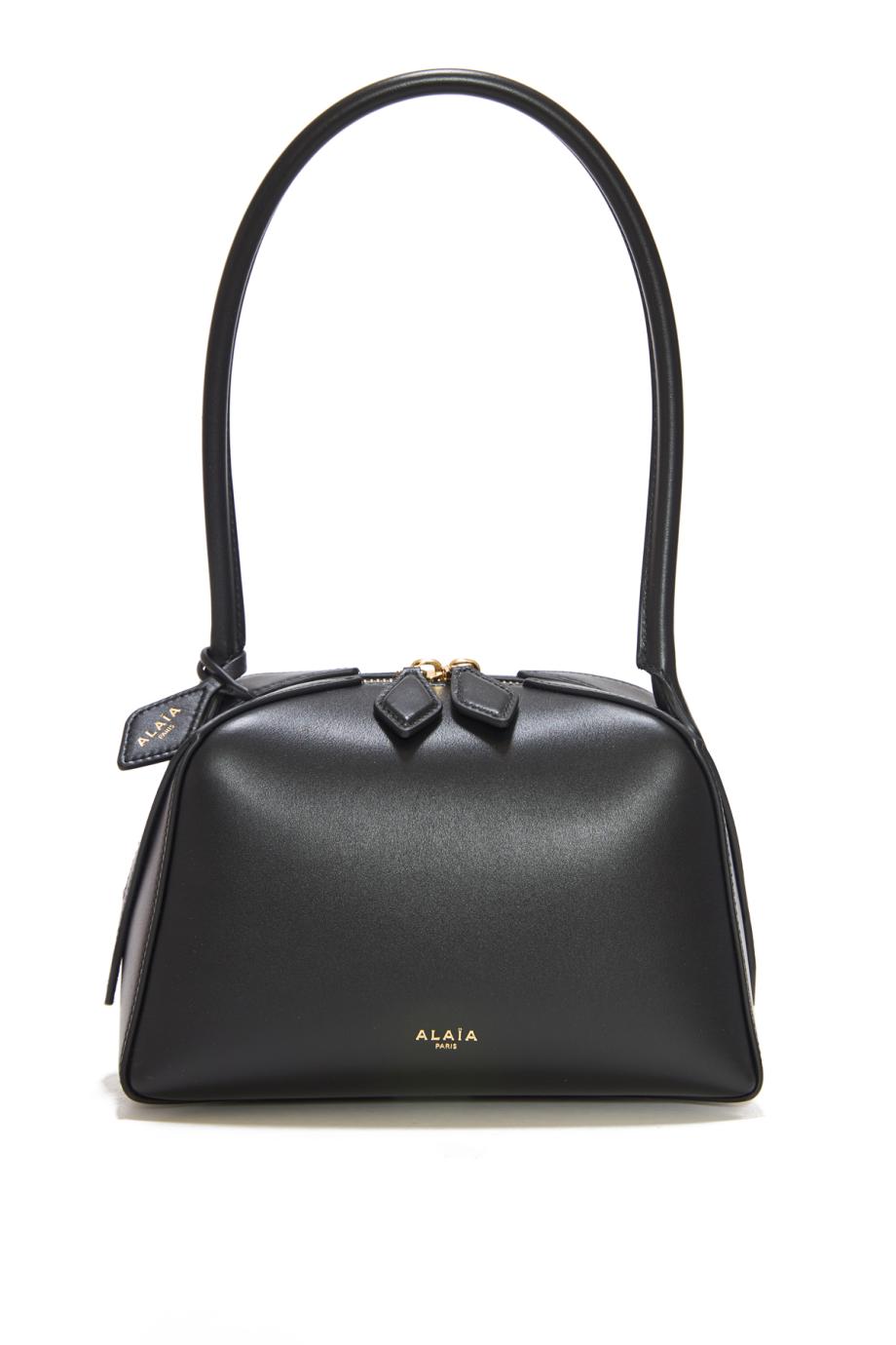 Le Bouledogue leather top handle bag in black