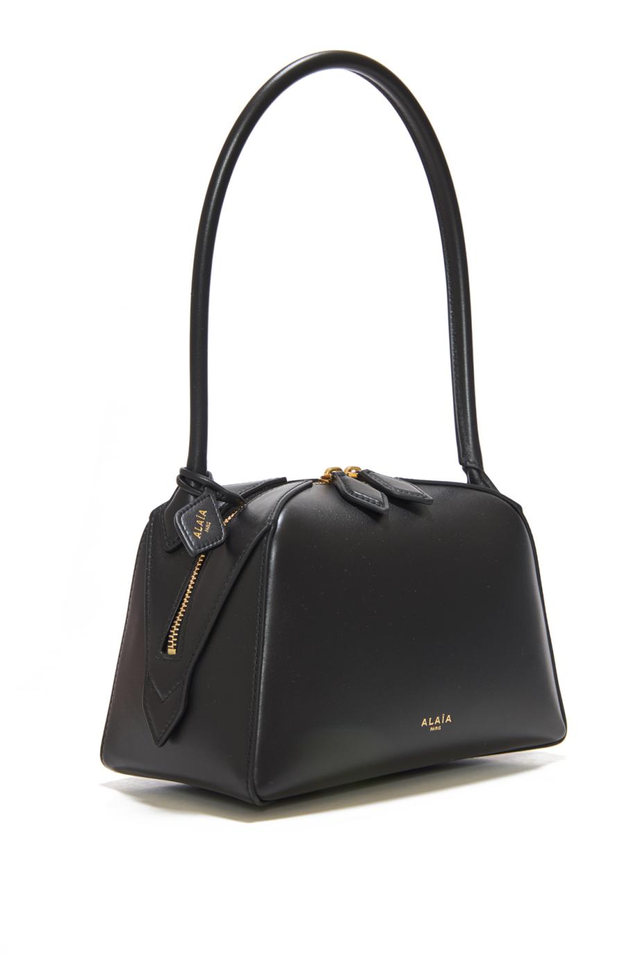 Le Bouledogue leather top handle bag in black