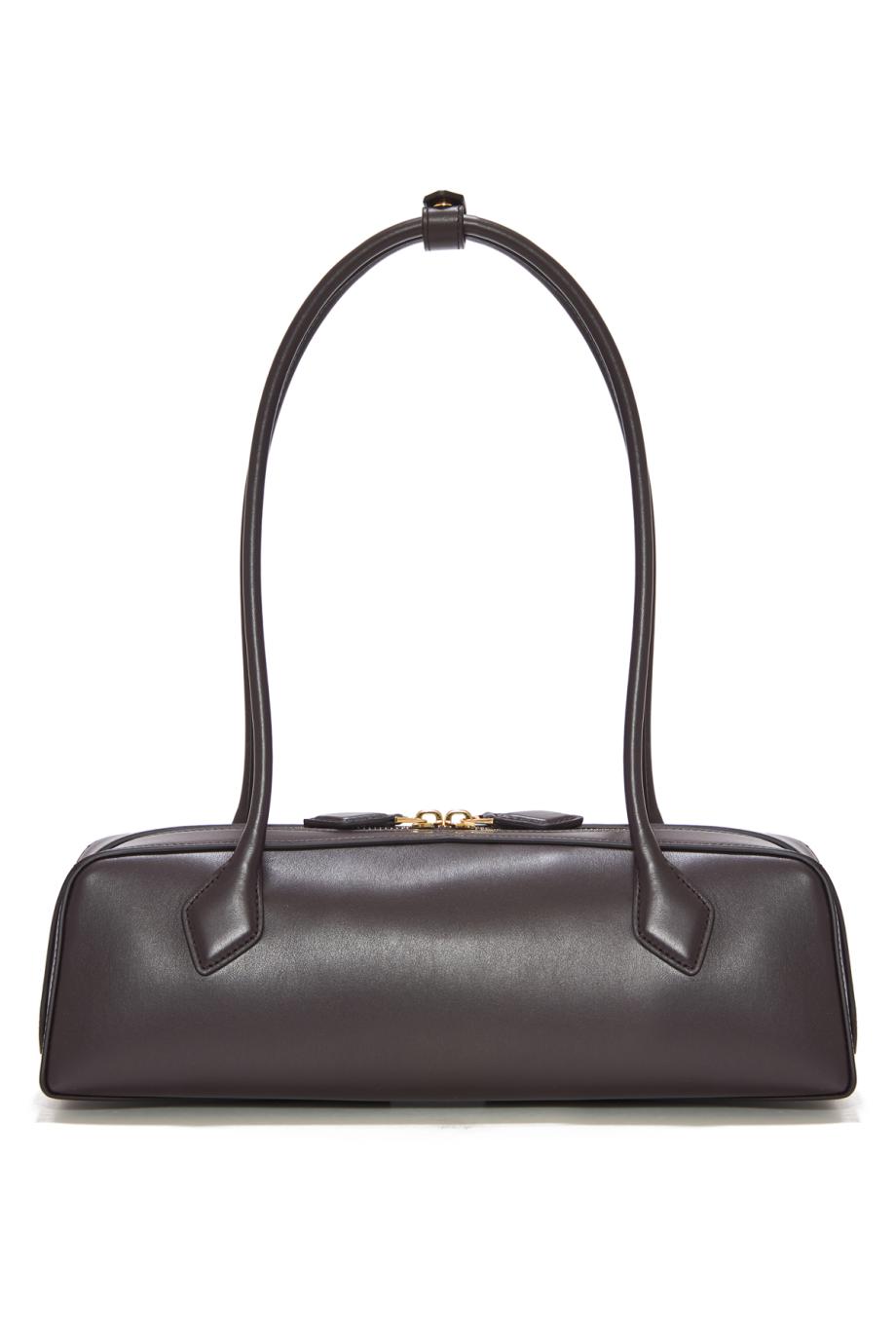 Le Teckel leather top handle bag in brun