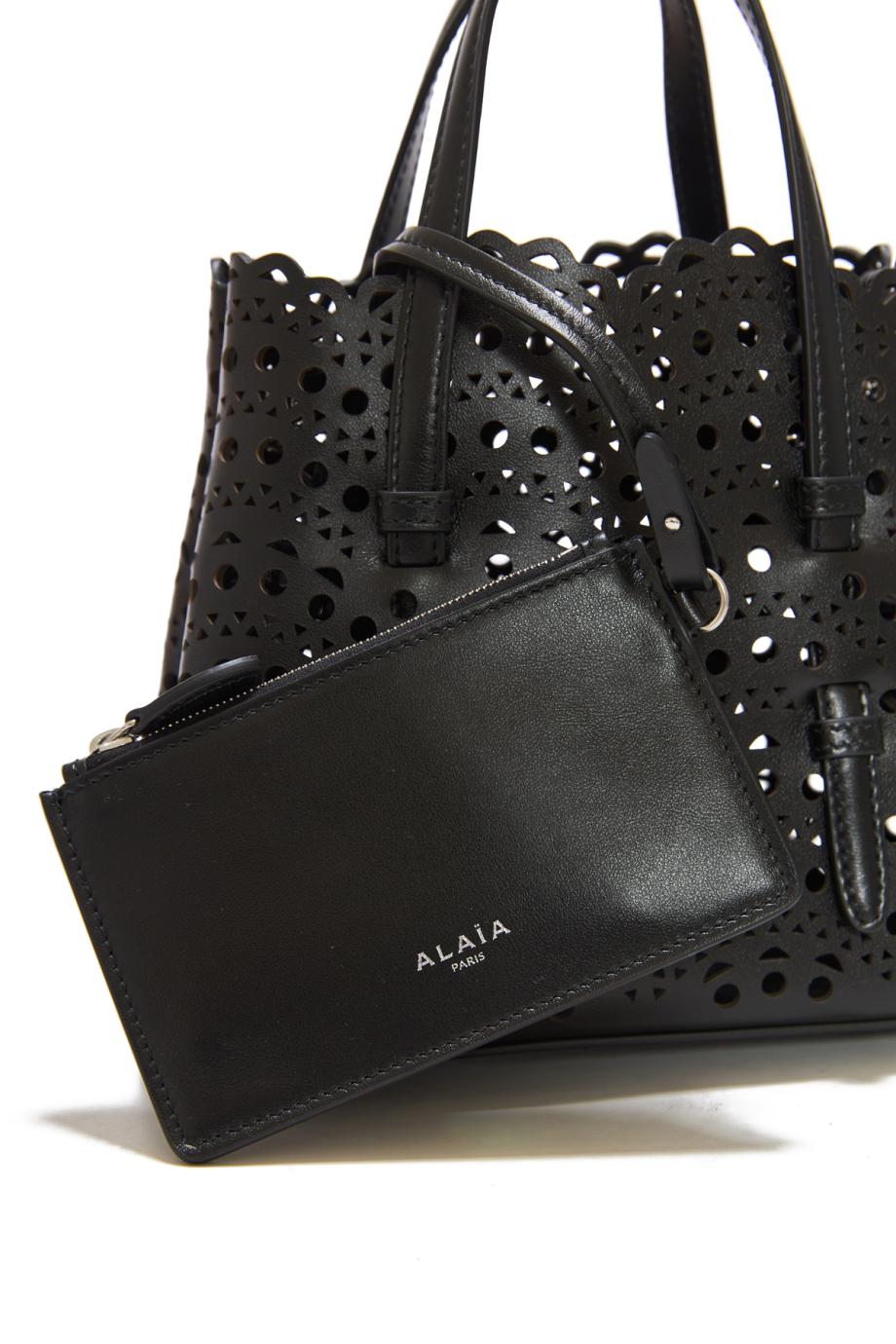 Le Mina 20 leather top handle bag in black