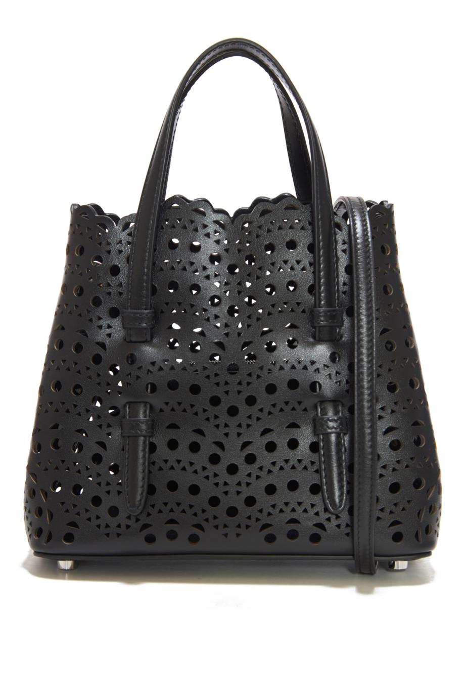 Le Mina 20 leather top handle bag in black