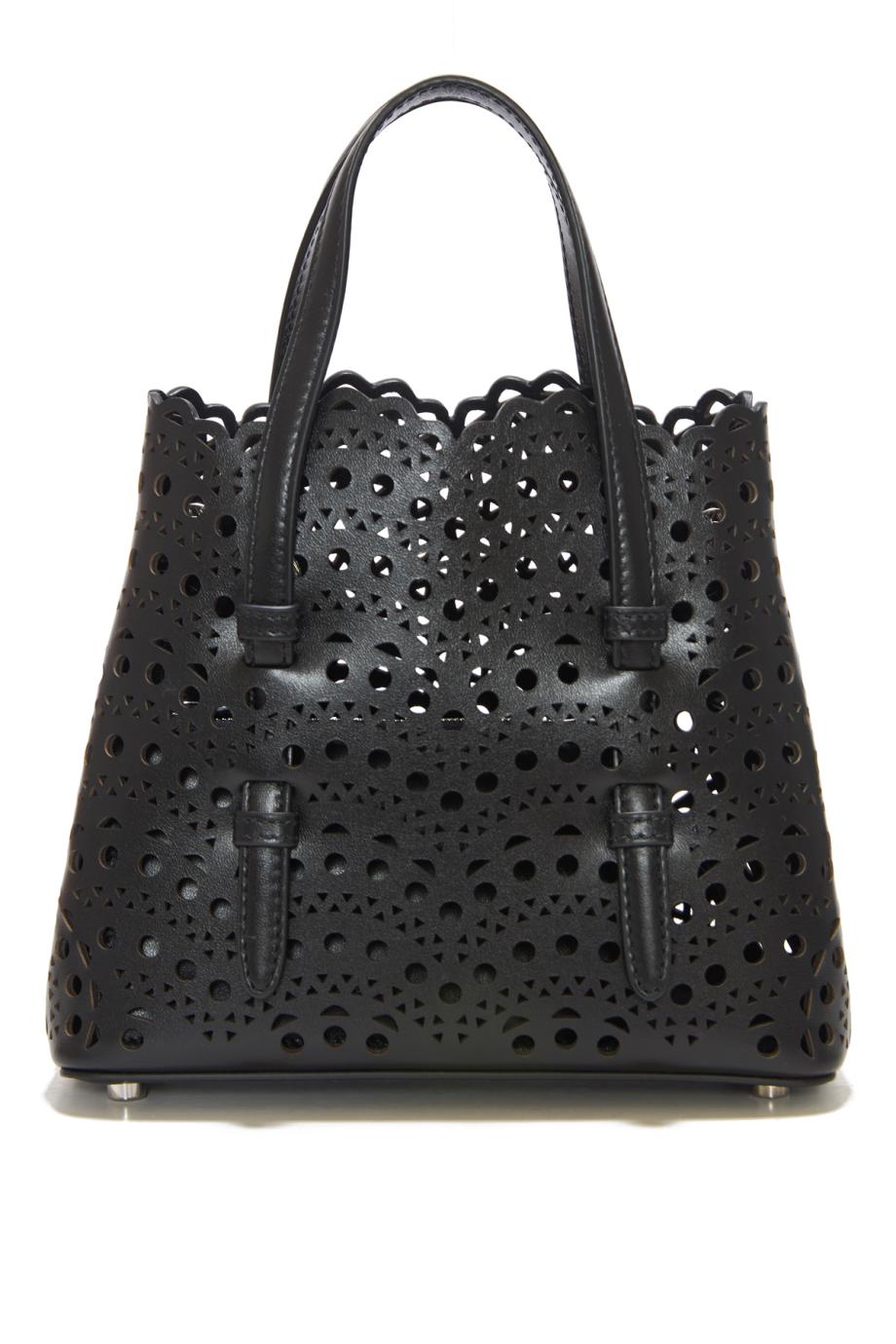 Le Mina 20 leather top handle bag in black
