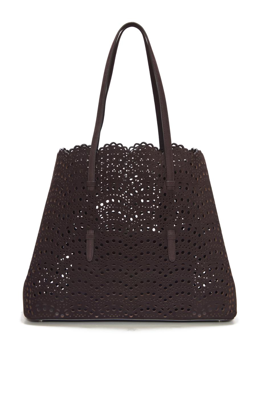 Le Mina 37 suede top handle bag in brun