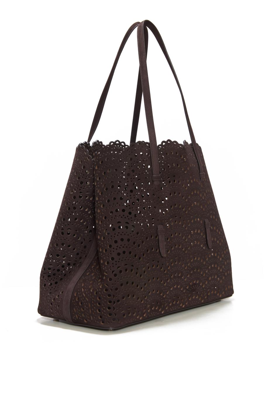 Le Mina 37 suede top handle bag in brun