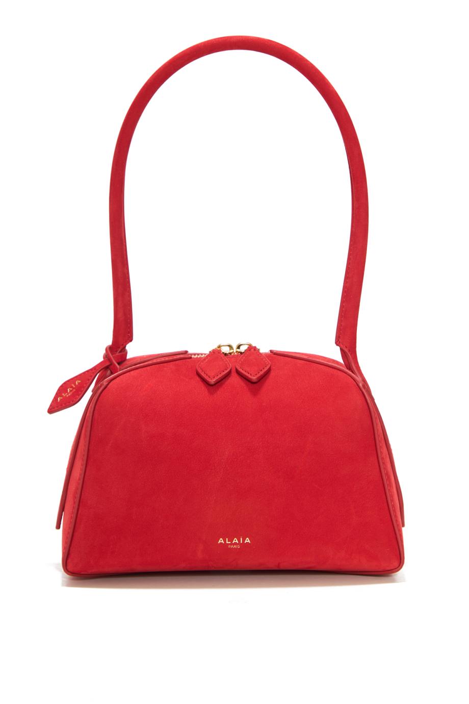 Le Bouledogue suede top handle bag in rouge