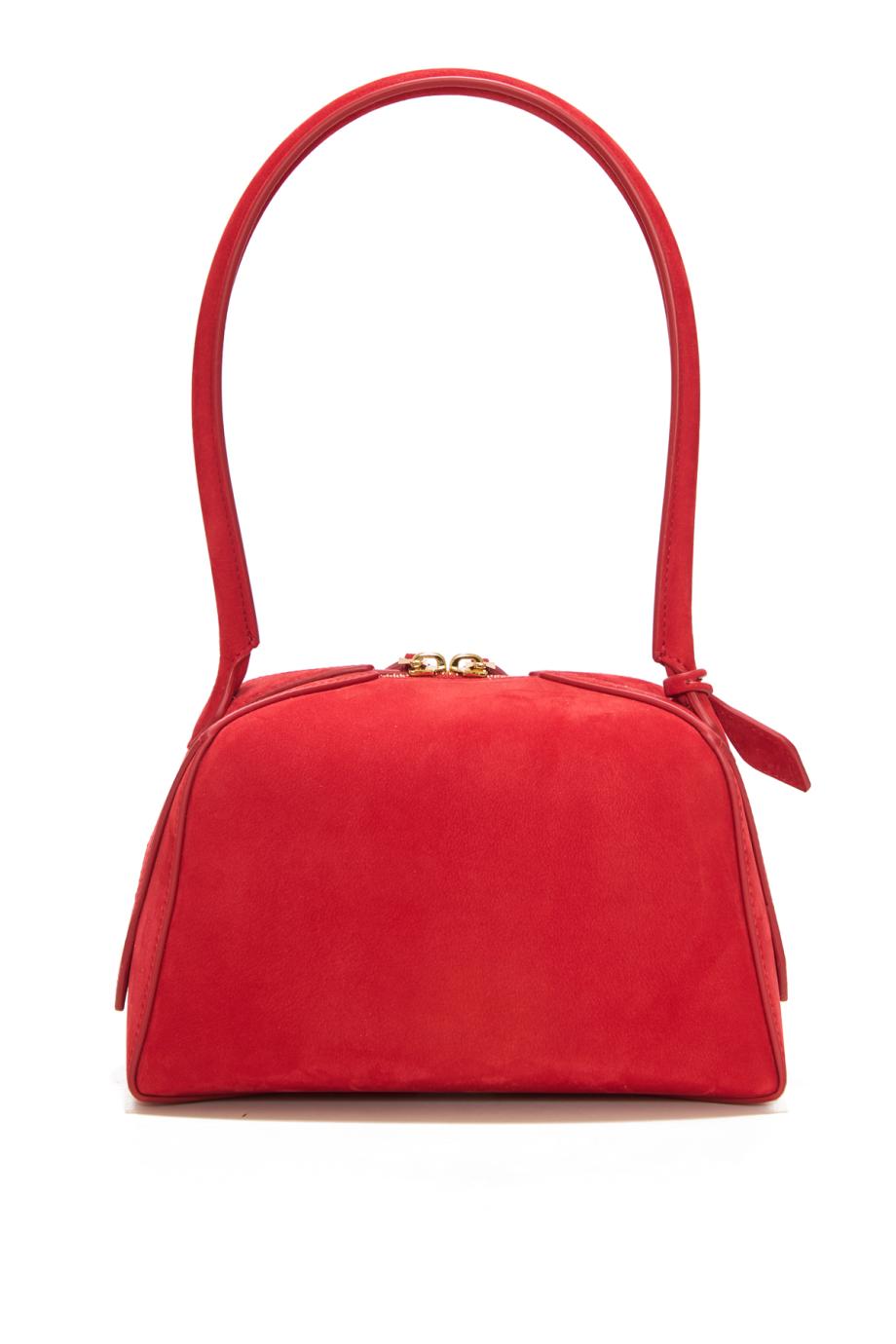 Le Bouledogue suede top handle bag in rouge