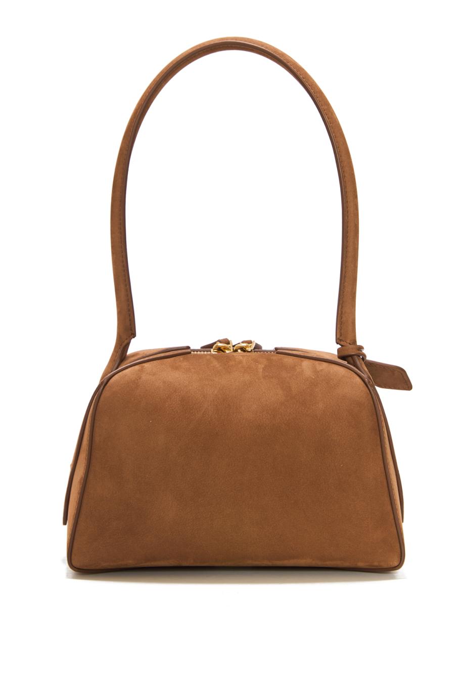 Le Bouledogue suede top handle bag in terre