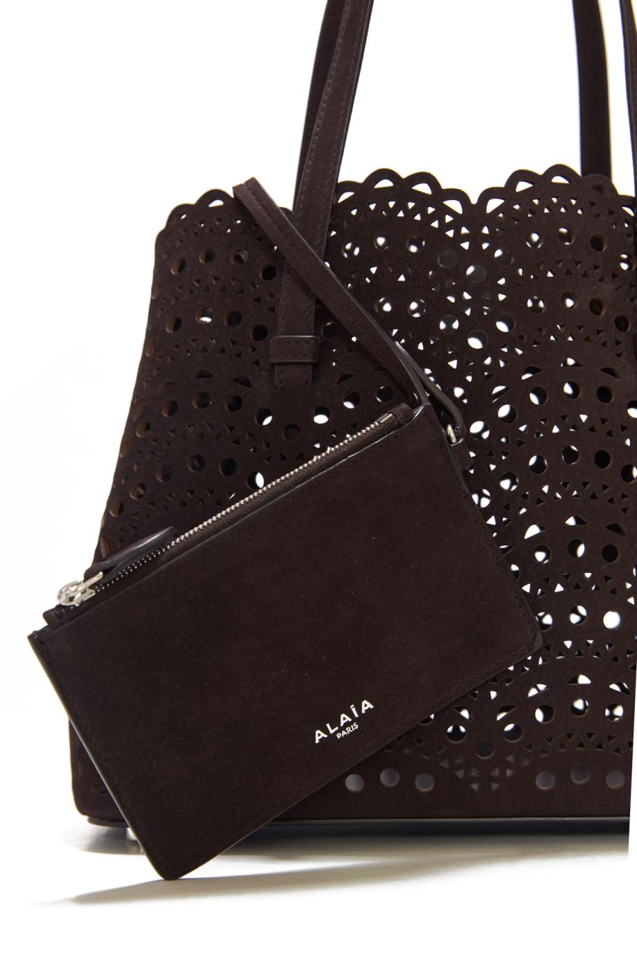 Le Mina 25 suede top handle bag in brun