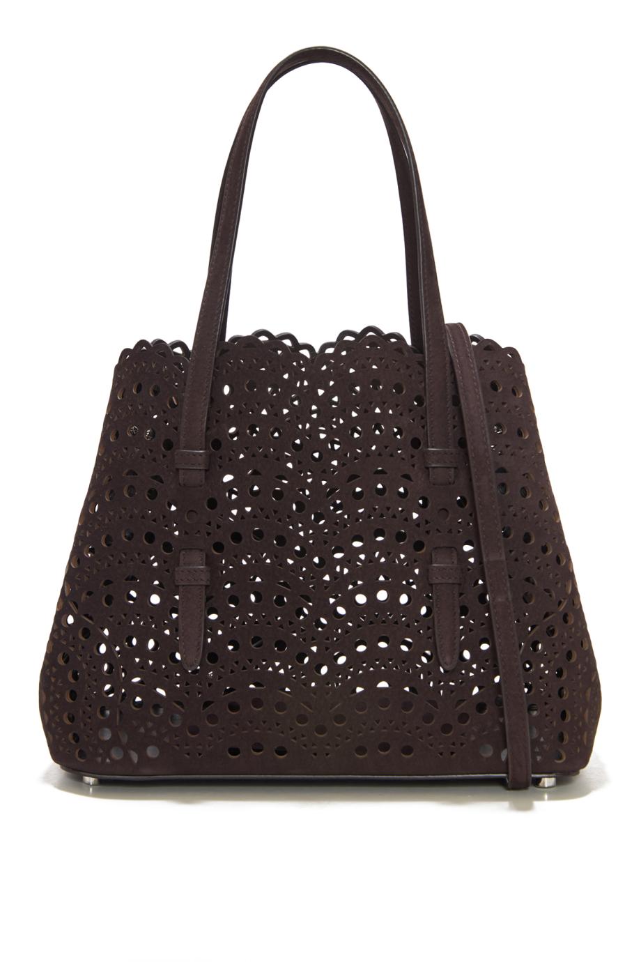 Le Mina 25 suede top handle bag in brun