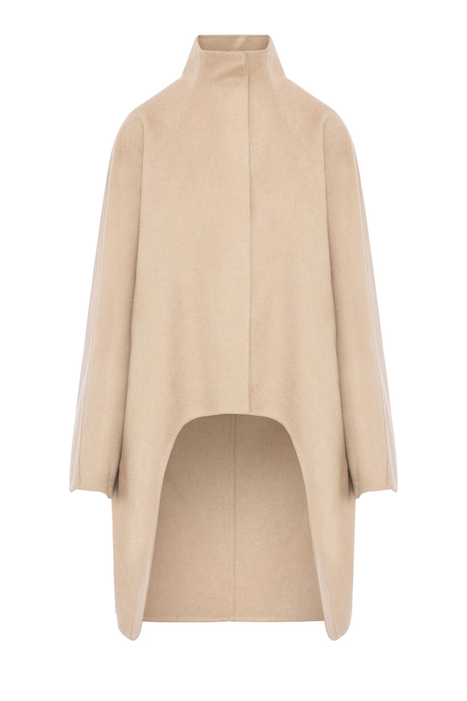Asymmetric double-face cashmere coat in beige
