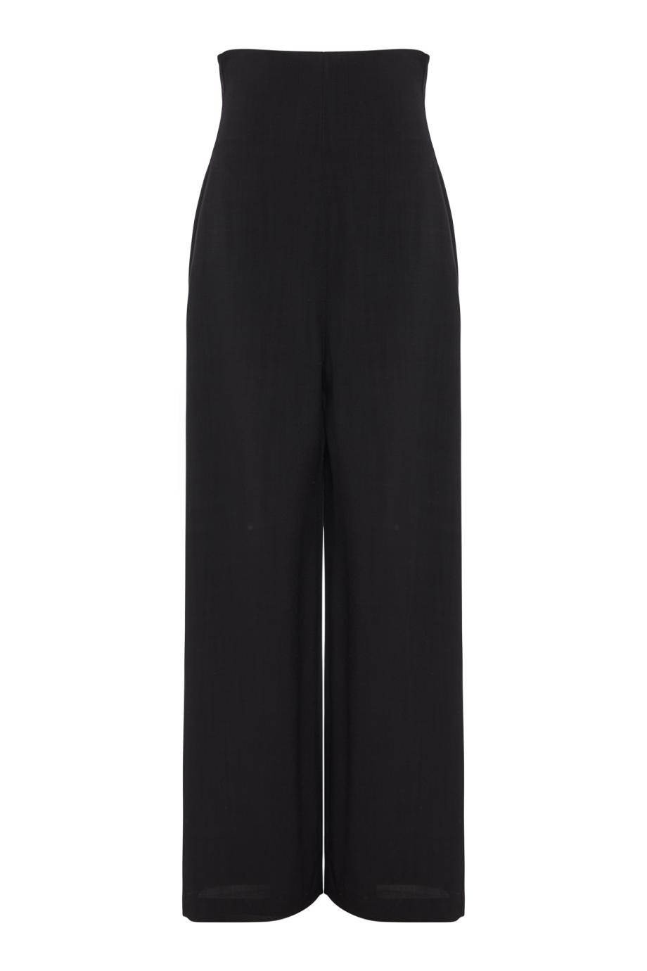 High-waisted crepe trousers in black