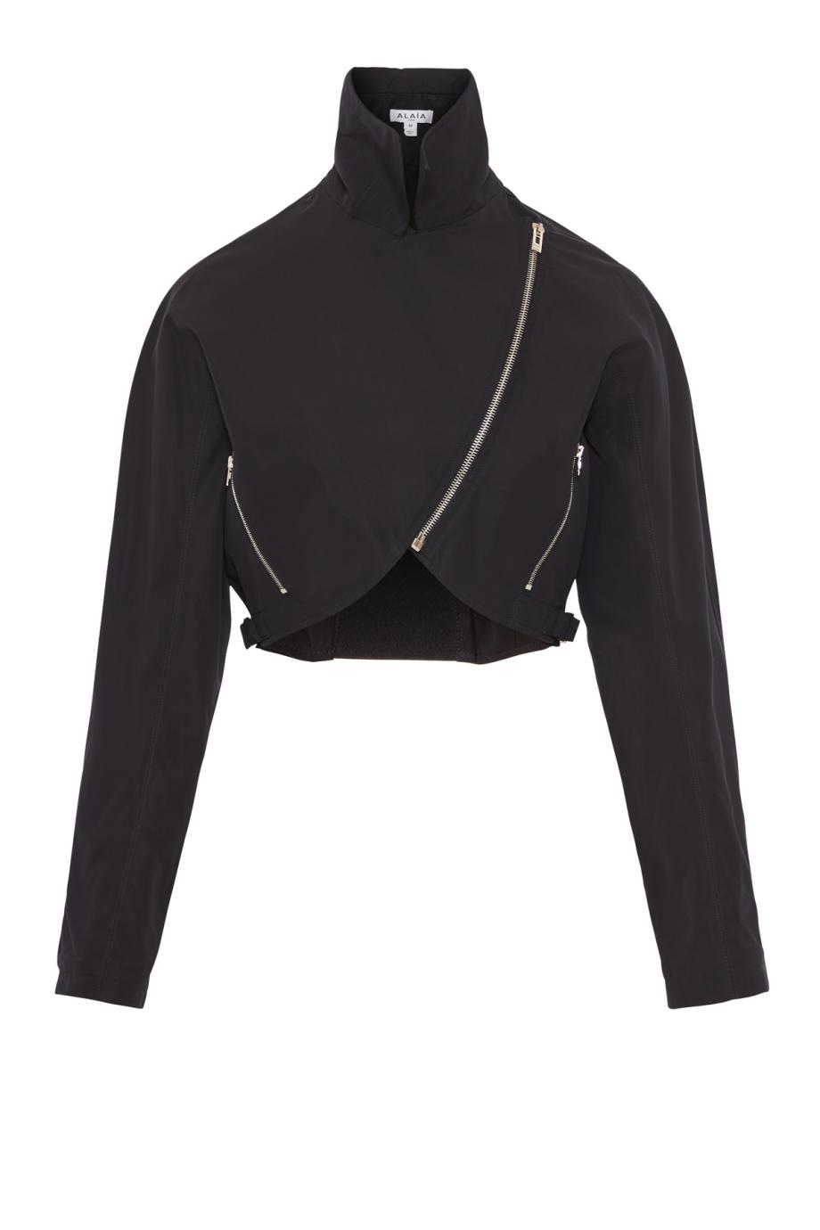 Cotton-poplin biker jacket in black