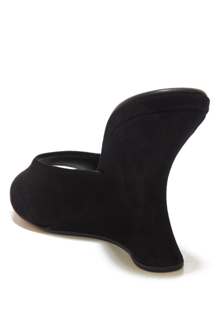 Bisous 95 suede wedge mules in black
