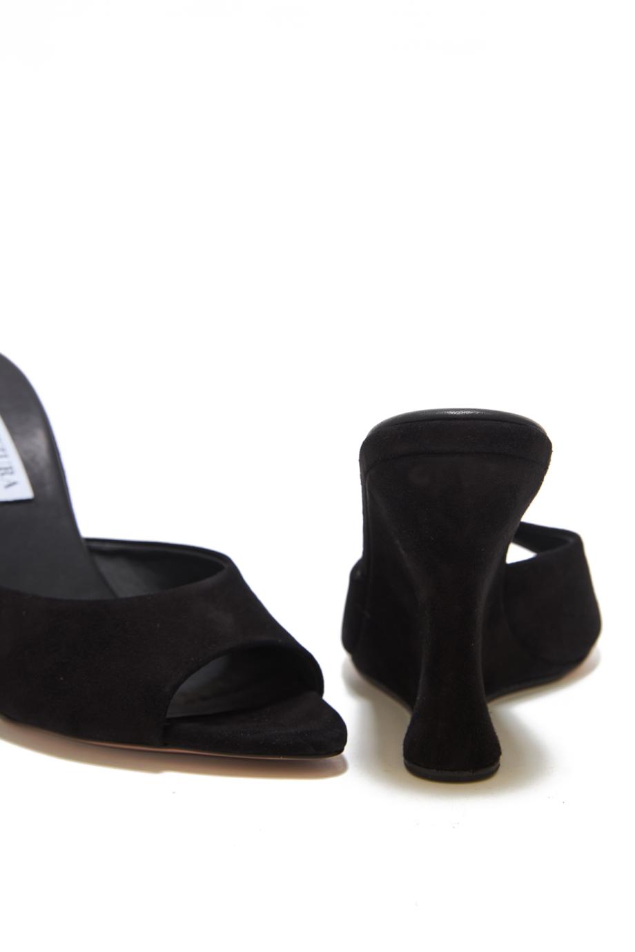 Bisous 95 suede wedge mules in black