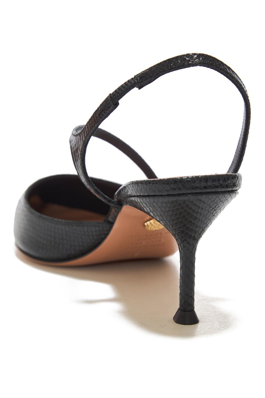 Dynasty 65 snake-effect leather slingback pumps in black