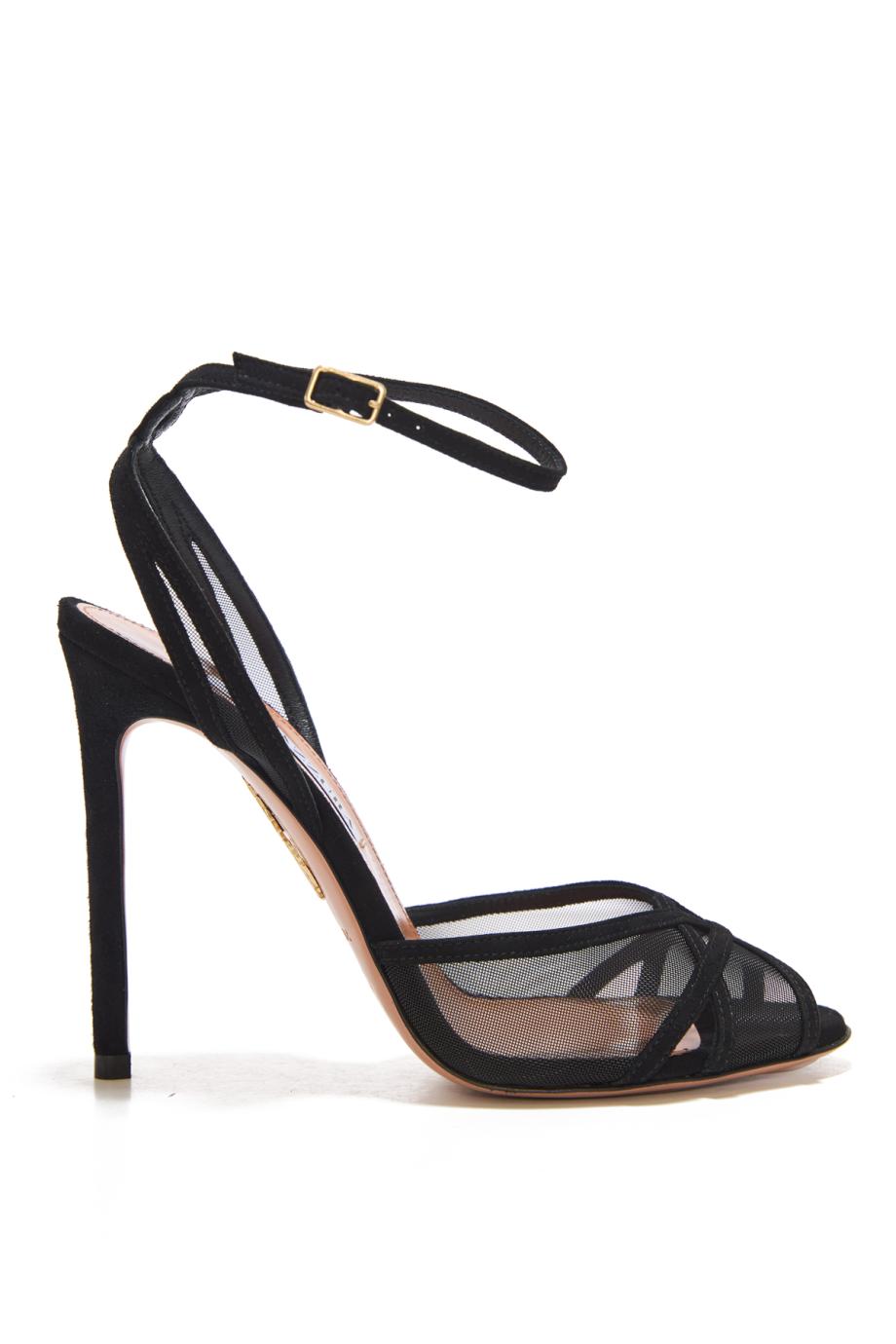 Shear 105 suede and mesh sandals in black