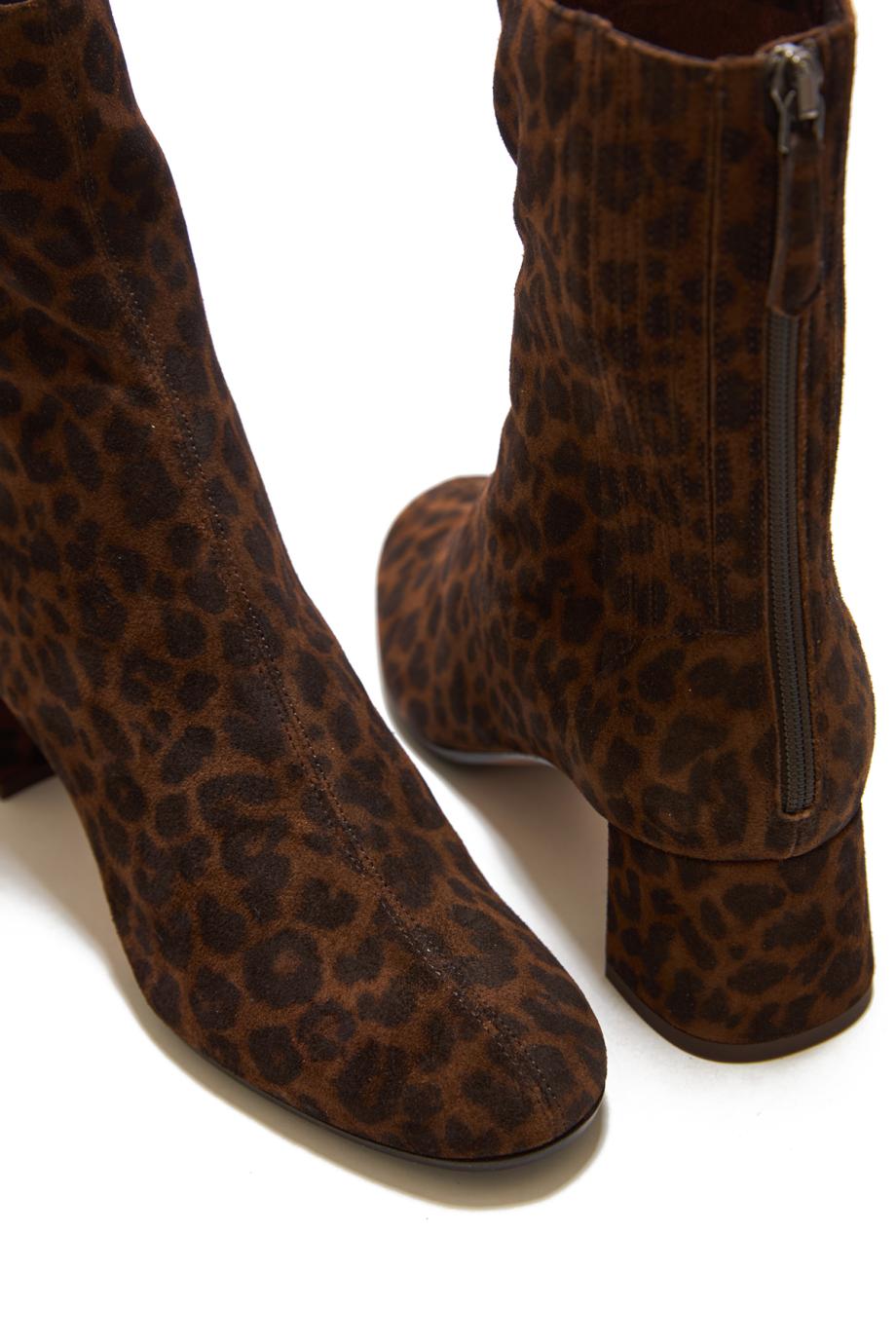 Saint Honoré 50 leopard-print suede ankle boots in brown