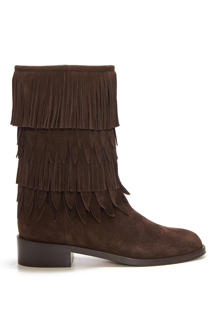 Maverick 35 fringed suede boots in espresso