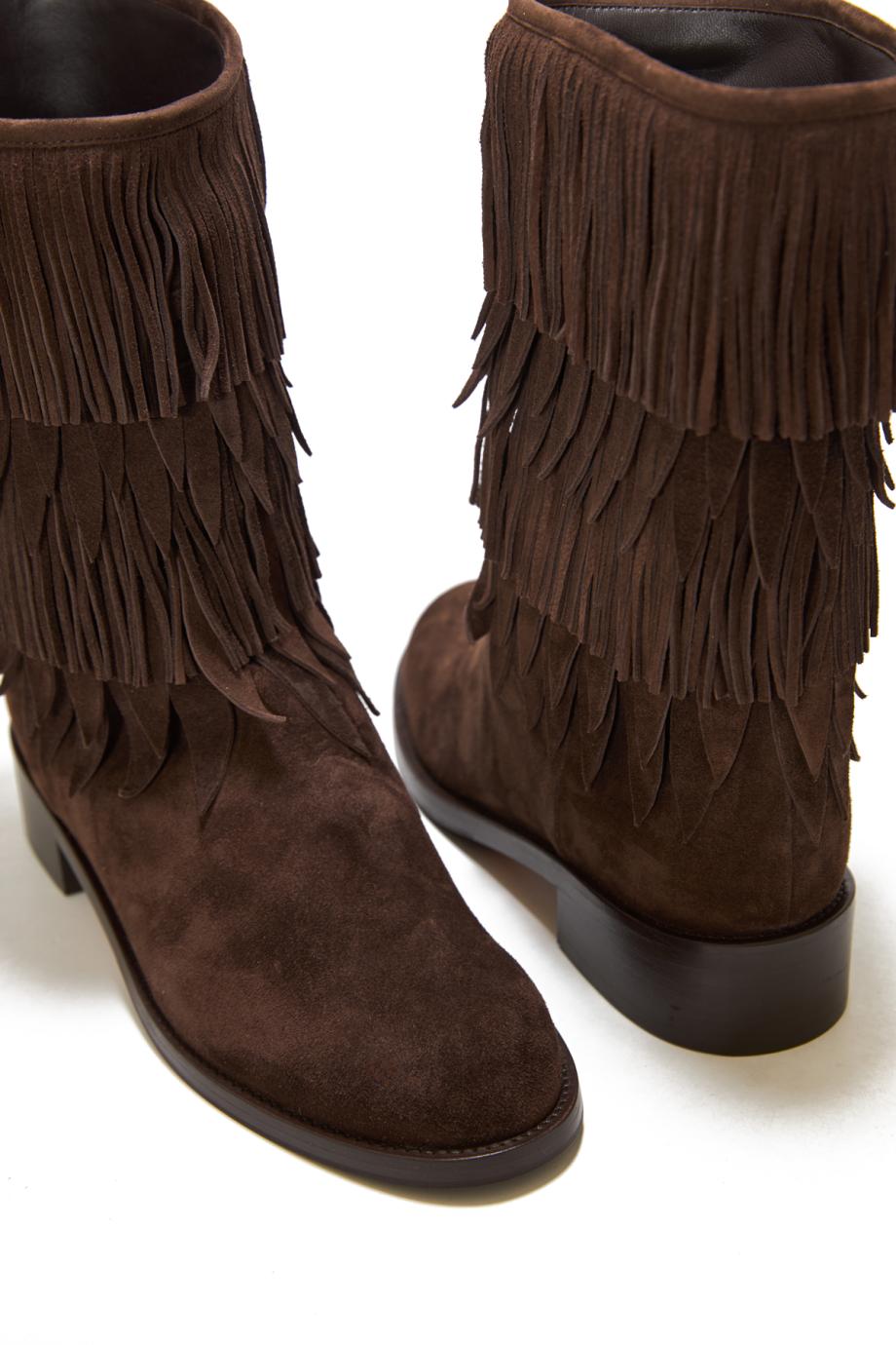 Maverick 35 fringed suede boots in espresso