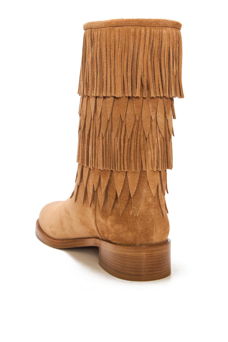 Maverick 35 fringed suede boots in camel
