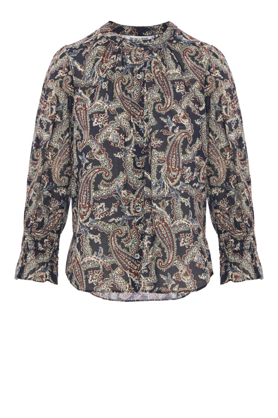Ashlynn printed cotton blouse in navy