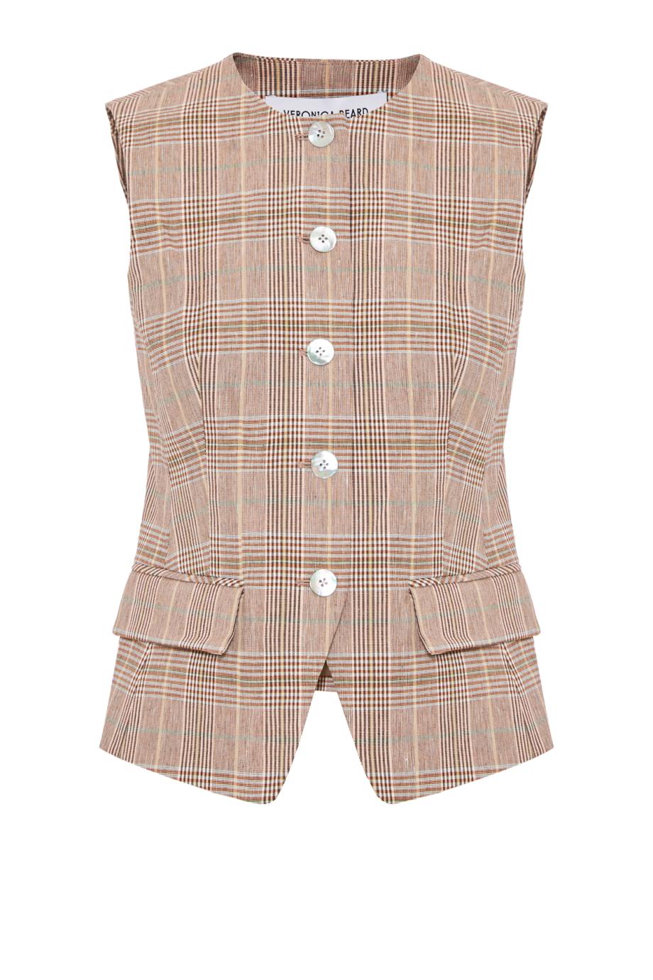 Lois cropped cotton and linen vest in raisin