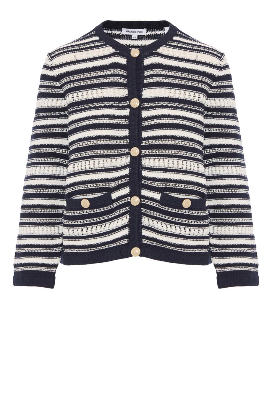 Bellingham pointelle cotton cardigan in navy