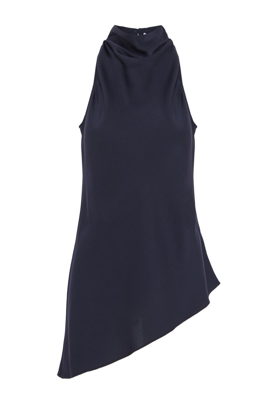 Radford asymmetrical satin top in navy