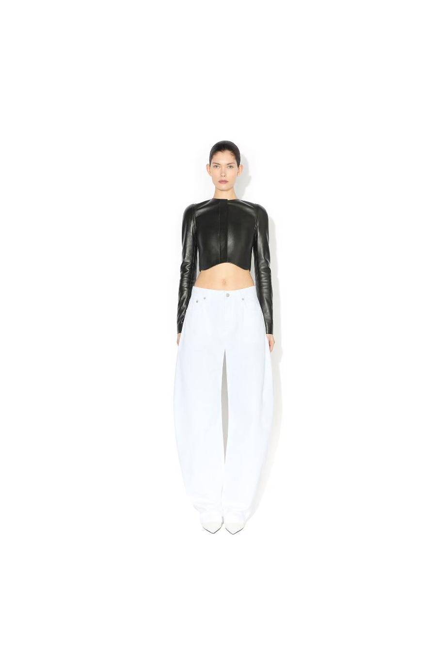 Round denim jeans in white 