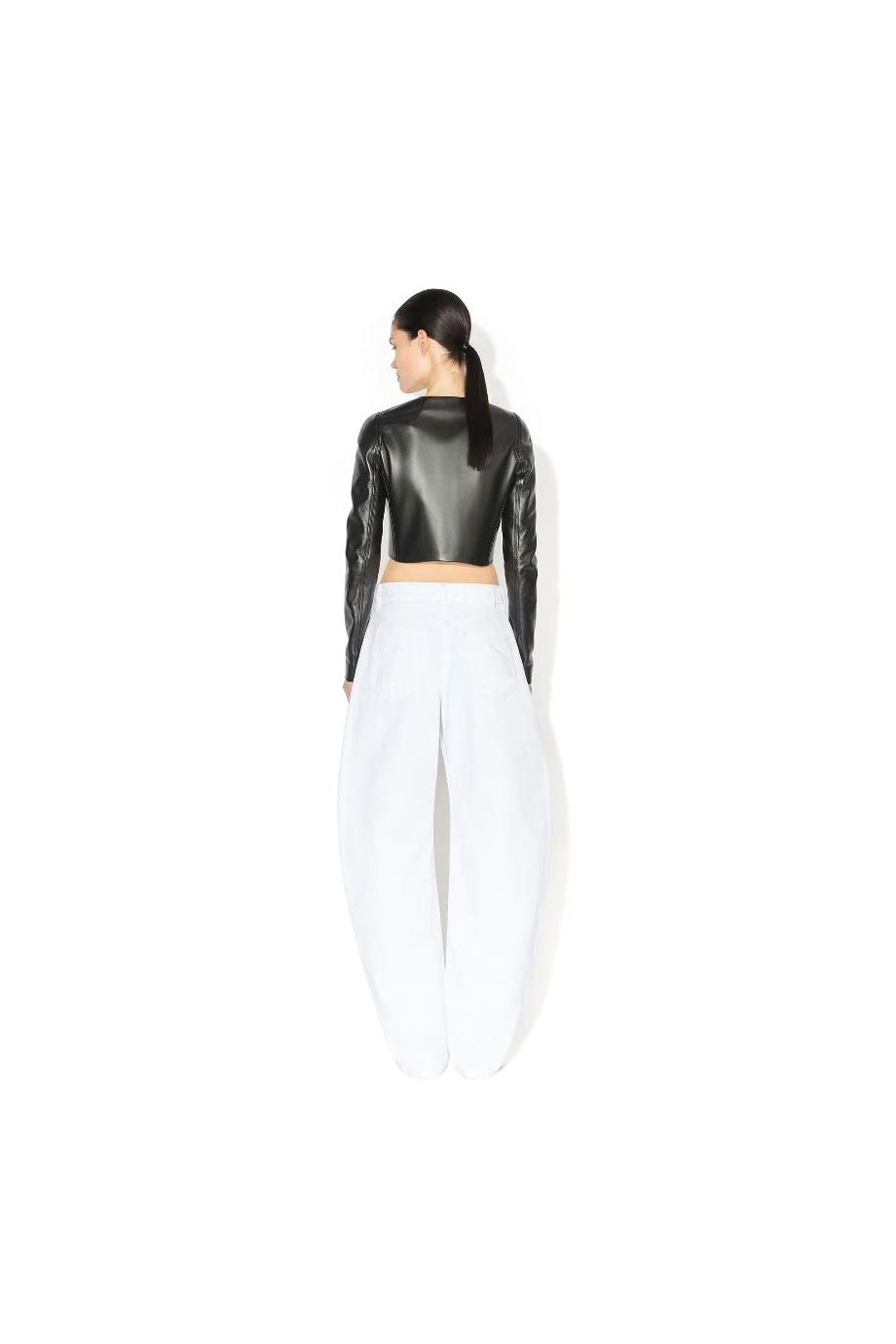 Round denim jeans in white 