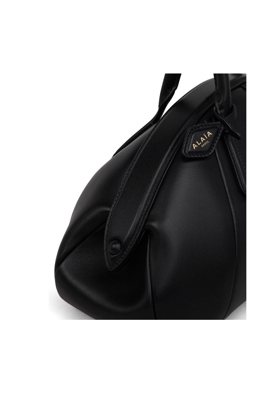 Purse leather top handle bag in black 