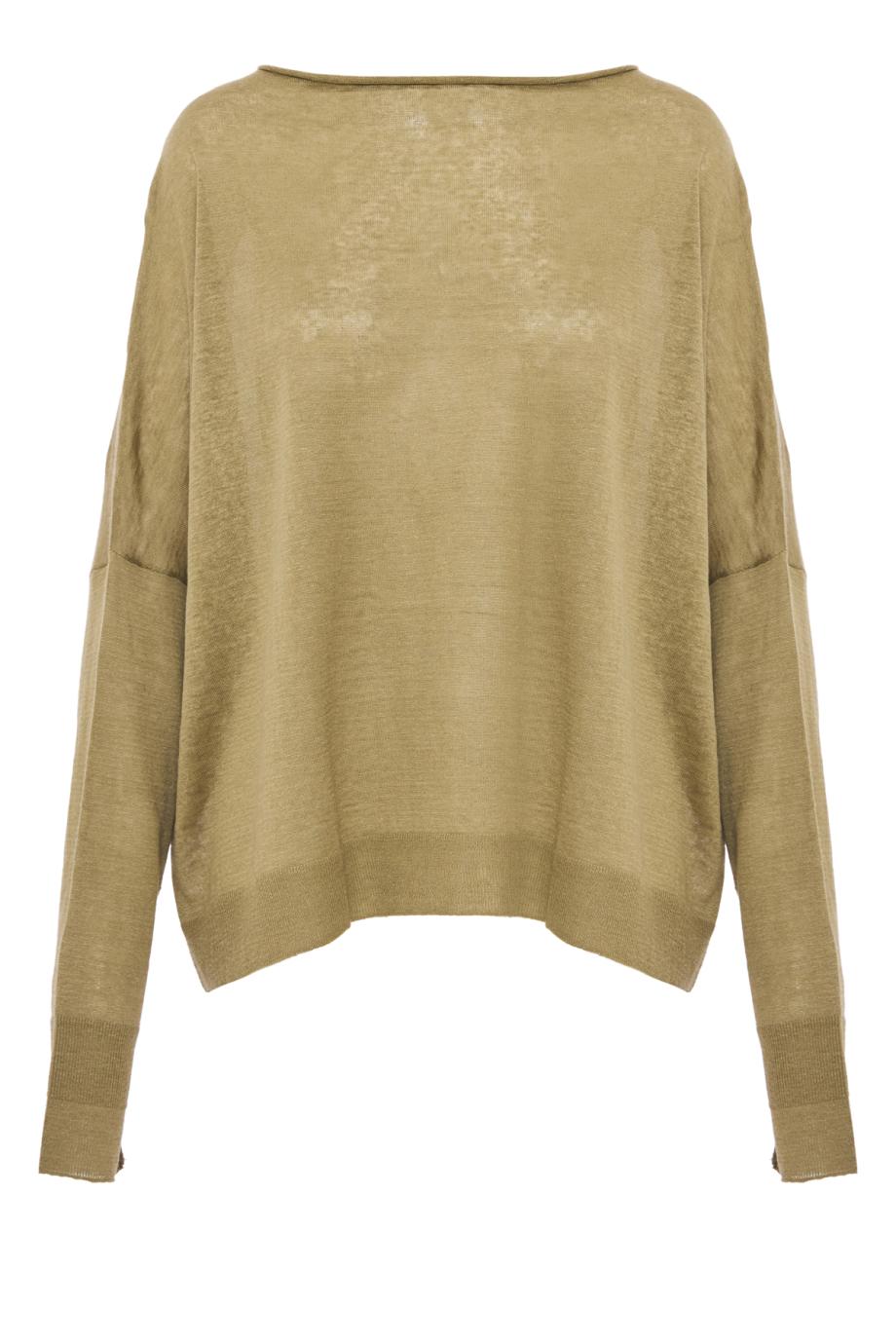 Chunky linen, silk and cashmere sweater in khaki