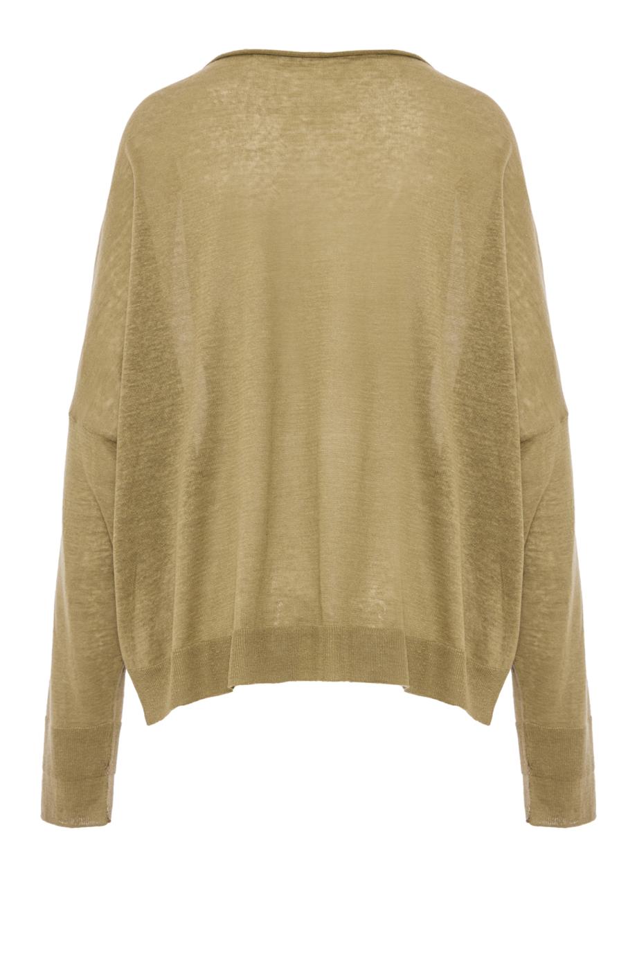 Chunky linen, silk and cashmere sweater in khaki