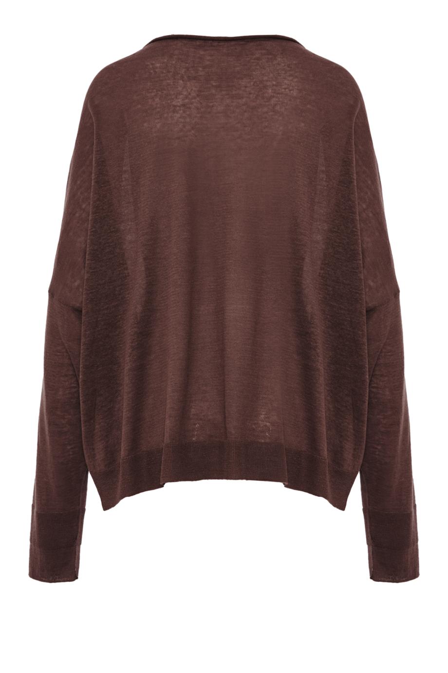 Linen and cashmere boat neck sweater in chocolate