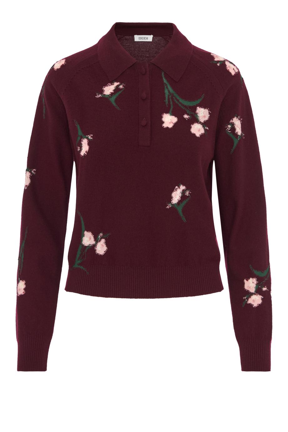 ΜΠΛΟΥΖΑ FLORAL KNIT POLO NECK JUMPER