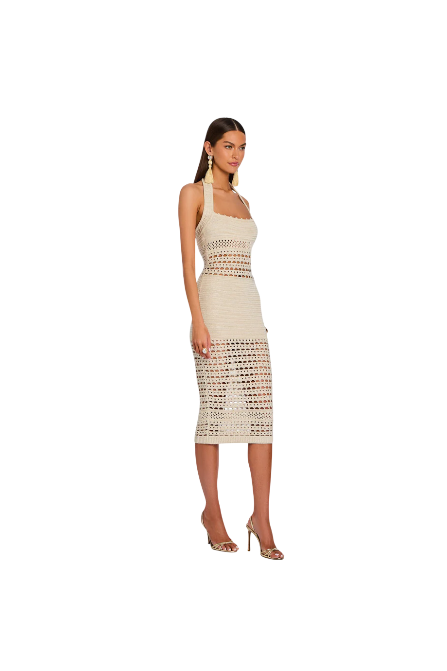 Jaycee metallic crochet dress in bone