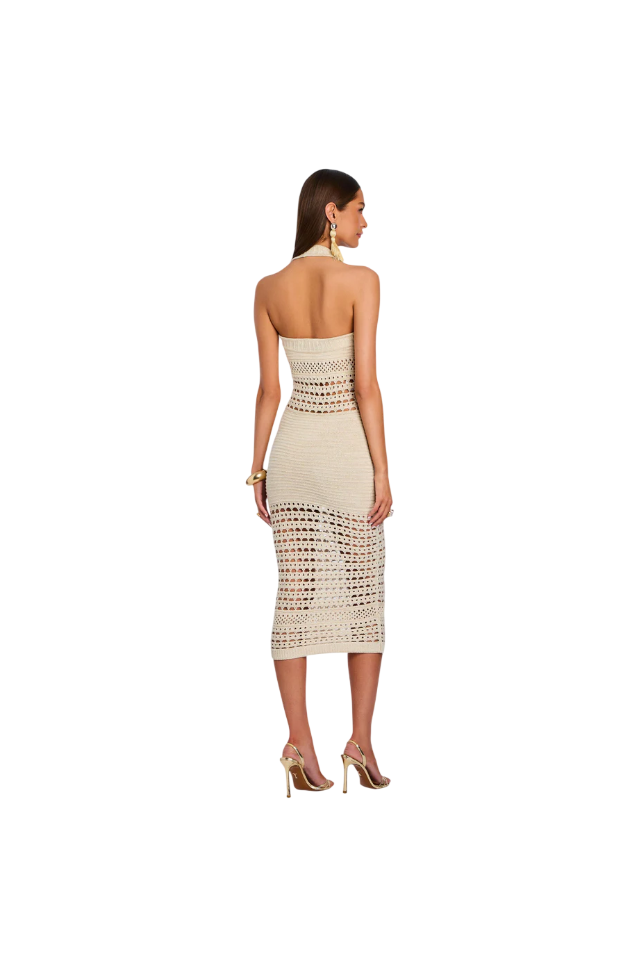 Jaycee metallic crochet dress in bone