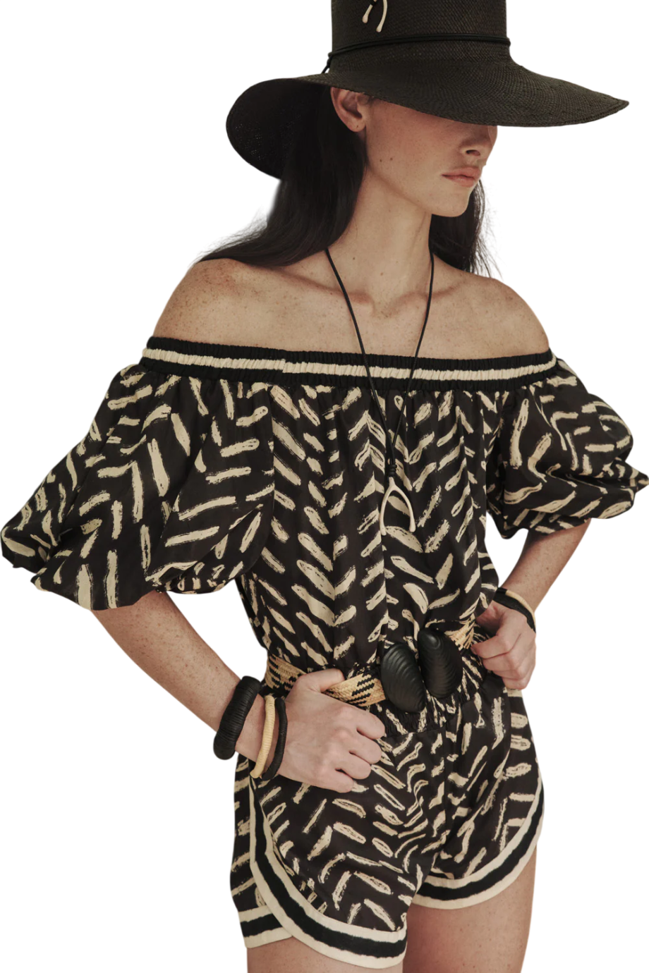 Water Hymn cotton playsuit in black