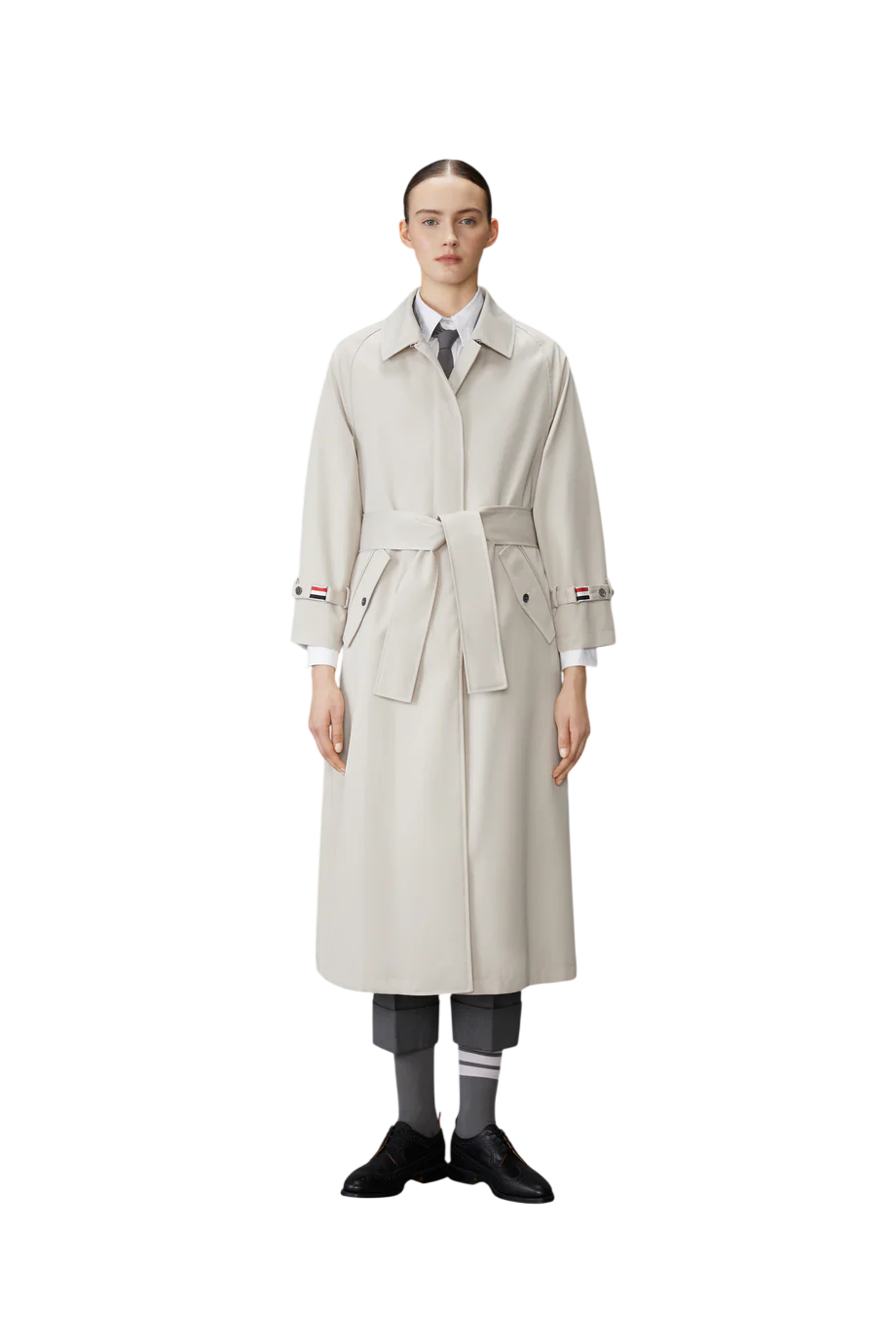 Waterproof cotton-twill trench coat in khaki